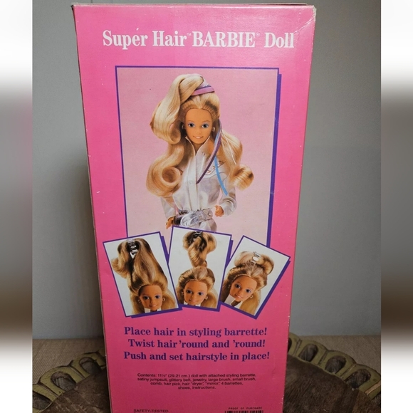 Super Hair Barbie with Magic Styling Barrette 3101 1986 Mattel Sealed In Box NIB - Picture 6 of 14